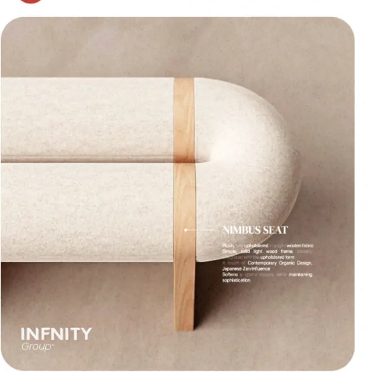 مقعد بتنجيد صوفي وإطار خشبي من أعمال Infinity Furniture